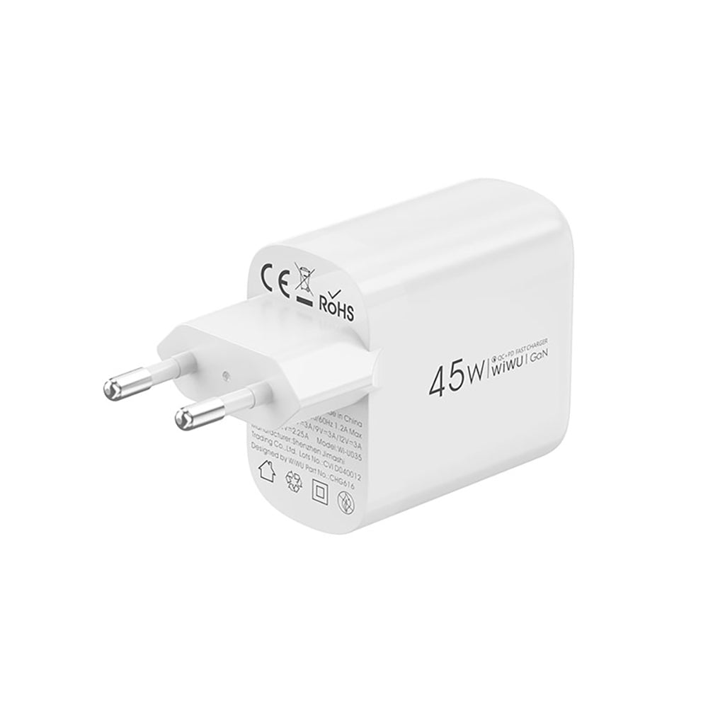 Wiwu Wi-U035 GaN Tech PD Hızlı Şarj Özellikli QC 3.0 Şarj Başlığı 45W Wiwu Wi-U035 GaN Tech PD Hızlı Şarj Özellikli QC 3.0 Şarj Başlığı 45W